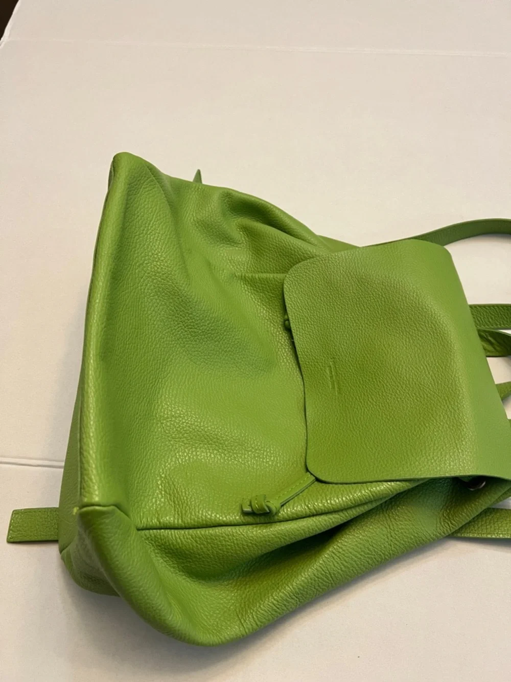 PELLETTERIA VENETA ITALY GREEN PEBBLED LEATHER BACKPACK BAG
